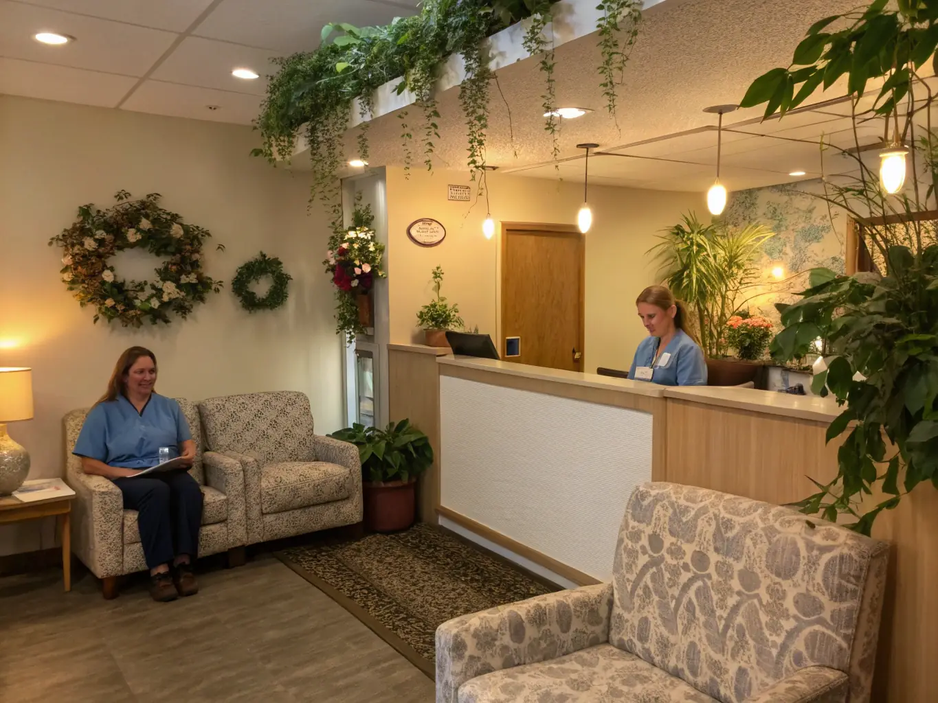 A modern doctor's office reception area with comfortable seating, showcasing a thriving and patient-focused environment, symbolizing the growth potential unlocked by OnDeckClone's healthcare loans.