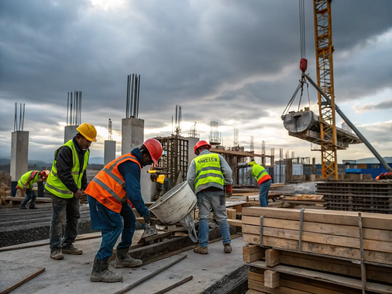 A construction site showing the renovation of a franchise restaurant, with workers and equipment visible, indicating expansion and improvement.